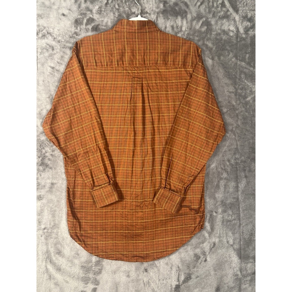 Bobby Jones Collection Mens Small Orange Brown Check Woven in Italy Golf Shirt - Picture 9 of 9